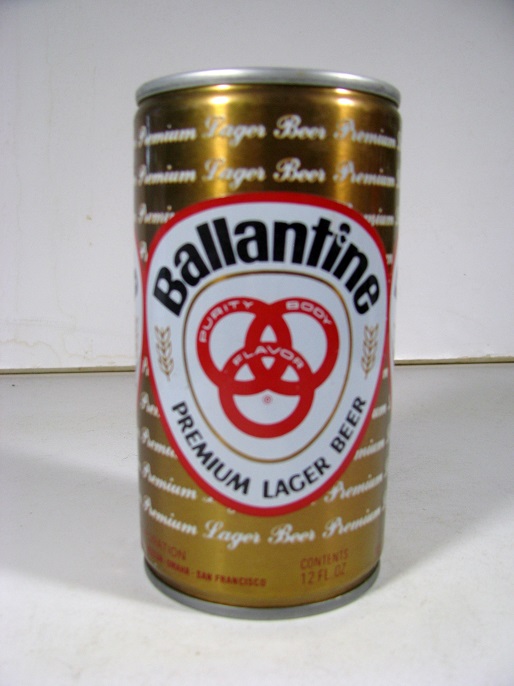 Ballantine Premium Lager Beer - crimped w black lettering - Click Image to Close